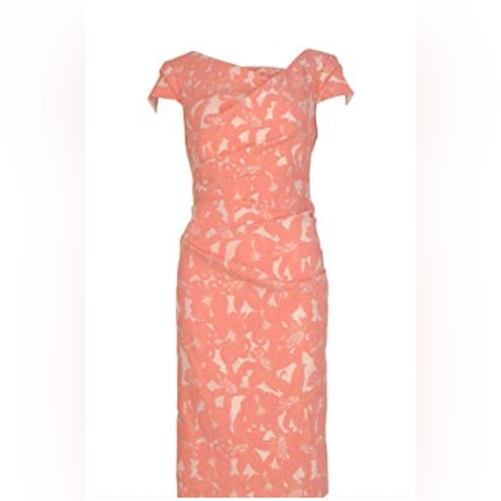 Lovely Adrianna Papell Women's Hibiscus Jacquard Draped Dress in Light Coral
NWT - Picture 2 of 6